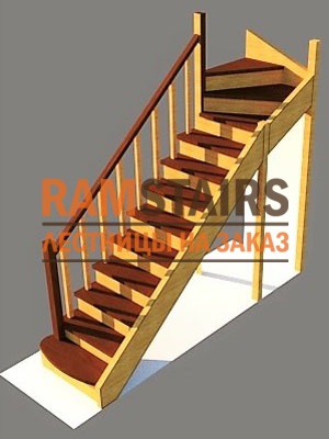 Страница Г-образная лестница с забежными ступенями вверху