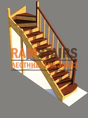 Страница лестницы с поворотом на 90° с забежными ступенями
